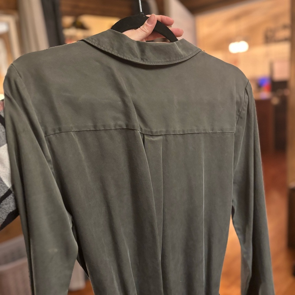 Daily Ritual Olive Button-Front Utility Shirtdress - Picture 12 of 12